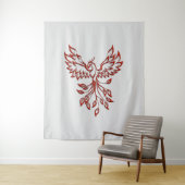 Red Phoenix Rises Silver Wandkleed (In situ)