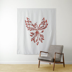 Red Phoenix Rises Silver Wandkleed