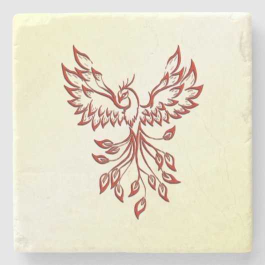 Red Phoenix Rises Stenen Onderzetter (Voorkant)