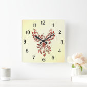 Red Phoenix Rises Vierkante Klok (Huis)