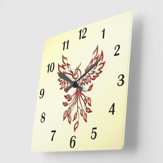Red Phoenix Rises Vierkante Klok (Hoek)