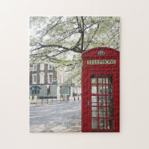 Red Phone Box en Cherry Blossom London UK Legpuzzel