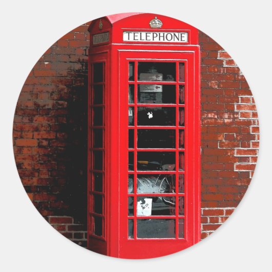 Red Phone Box London England UK Ronde Sticker (Voorkant)