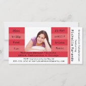 Red Photo Admission Ticket Party Invitation (Voorkant)