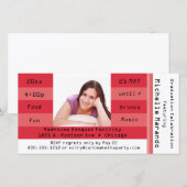 Red Photo Admission Ticket Party Invitation (Voorkant / Achterkant)