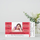 Red Photo Admission Ticket Party Invitation (Staand voorkant)