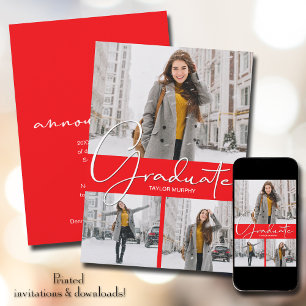Red Photo Afstuderen Aankondiging