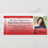 Red Photo Afstuderen Ticket-uitnodigingen Kaart (Voorkant)