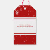 Red Photo Believe | label van witte sneeuwvlokken Cadeaulabel (Achterkant)