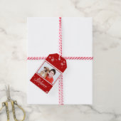 Red Photo Believe | label van witte sneeuwvlokken Cadeaulabel (Met Touw)
