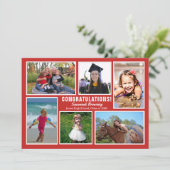 Red Photo Collage Afstuderen Open House Invitation Kaart (Staand voorkant)