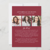 Red Photo Collage Graduation Aankondiging (Achterkant)