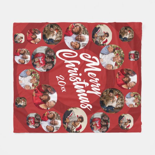 Red Photo Collage Kerstmis Fleece Deken (Voorkant (Horizontaal))