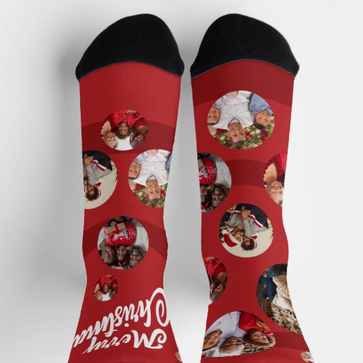 Red Photo Collage Kerstmis Sokken (Top)
