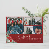 Red Photo Collage Season's Greetings Christmas Feestdagenkaart (Staand voorkant)