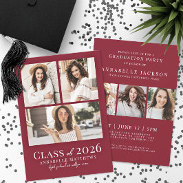 Red Photo Graduation Party Invitation Kaart