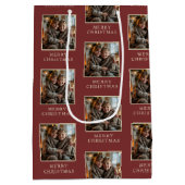 Red Photo Holiday Merry Christmas  Medium Cadeauzakje (Achterkant)