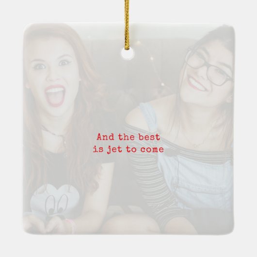 Red Photo Keepsake Christmas Keramisch Ornament (Achterkant)