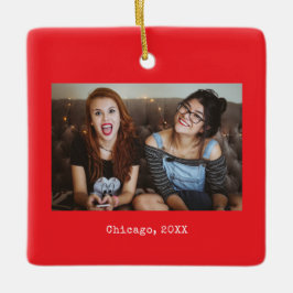 Red Photo Keepsake Christmas Keramisch Ornament