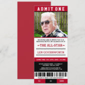 Red Photo Memorial Service Ticket Invitations Kaart (Voorkant / Achterkant)