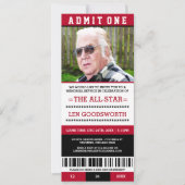 Red Photo Memorial Service Ticket Invitations Kaart (Voorkant)