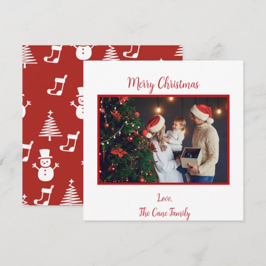 Red Photo Merry kerstkaart (Voorkant / Achterkant)