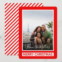Red Photo Merry Kerstmis Modern Diagonal Lines