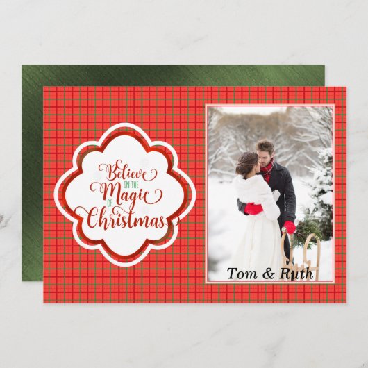 Red Photo met kerstmis Kaart (Voorkant / Achterkant)