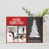 Red Photo met kerstmis Kaart (Staand voorkant)