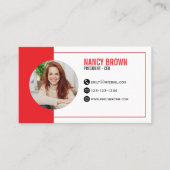 Red Photo QR Code Connect With Me Modern Visitekaartje (Voorkant)