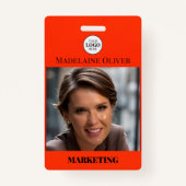 Red Photo QR-code en Logo-medewerker Badge (Voorkant)
