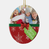 Red Photo Snowflake Merry-kerstversieringen Keramisch Ornament (Rechts)