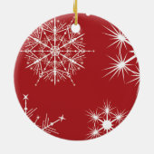 Red Photo Snowflake Merry-kerstversieringen Keramisch Ornament (Achterkant)