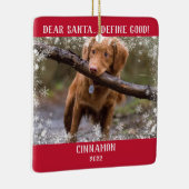 Red Photo Snowflakes Beste Santa Define Good Keramisch Ornament (Rechts)