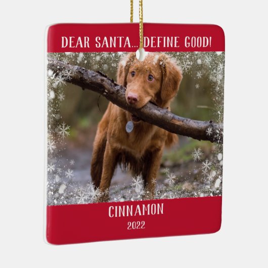 Red Photo Snowflakes Beste Santa Define Good Keramisch Ornament (Rechts)