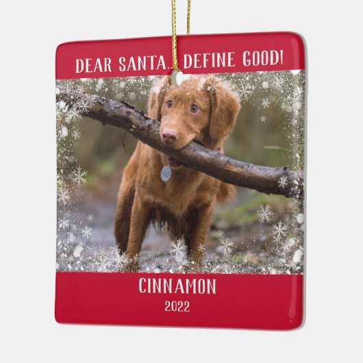 Red Photo Snowflakes Beste Santa Define Good Keramisch Ornament (Links)