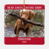 Red Photo Snowflakes Beste Santa Define Good Keramisch Ornament (Achterkant)
