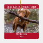 Red Photo Snowflakes Beste Santa Define Good Keramisch Ornament<br><div class="desc">Een eenvoudige foto-keepomwille</div>