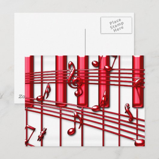 RED PIANO KEYBOARD BRIEFKAART (Voorkant / Achterkant)