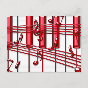 RED PIANO KEYBOARD BRIEFKAART