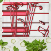 Red Piano Keyboard Kitchen Towel Theedoek (Gevouwen)
