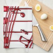 Red Piano Keyboard Kitchen Towel Theedoek (Quarter Fold)