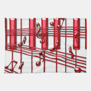 Red Piano Keyboard Kitchen Towel Theedoek