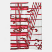 Red Piano Keyboard Kitchen Towel Theedoek (Verticaal)
