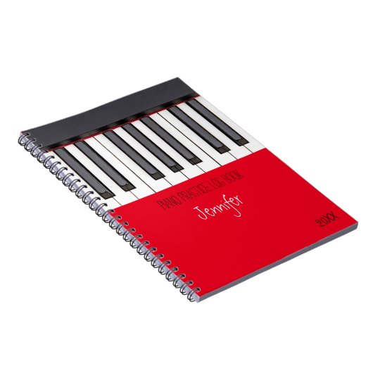 Red Piano Practice Log Book Notitieboek (Rechterzijde)