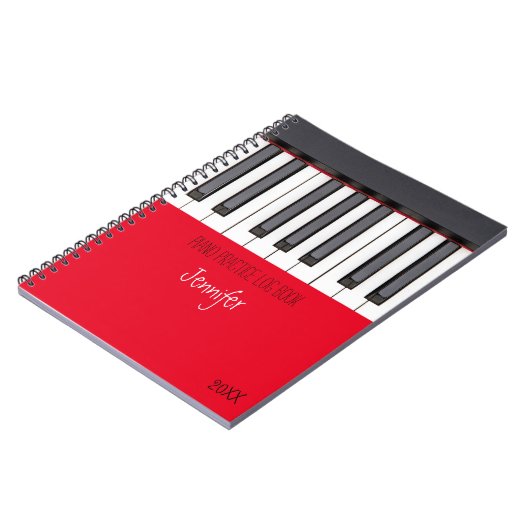 Red Piano Practice Log Book Notitieboek (Linkerzijde)