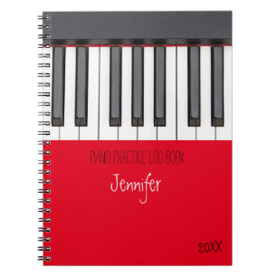 Red Piano Practice Log Book Notitieboek