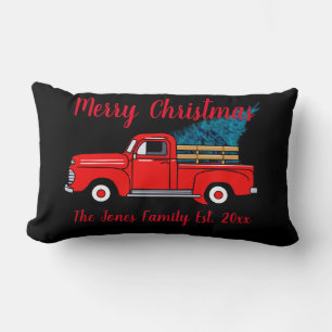 Red pick-up truck, feestplezier, conifer kussen