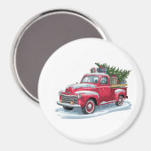 Red Pickup and Christmas Tree Magneet (Voorkant / Achterkant)