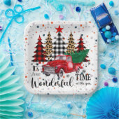 Red Pickup Christmas Bord Feestelijk Plezier (Feest)